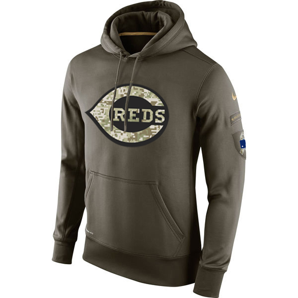 MLB Men Cincinnati Reds Nike Olive Salute To Service KO Performance Hoodie Green->carolina hurricanes->NHL Jersey